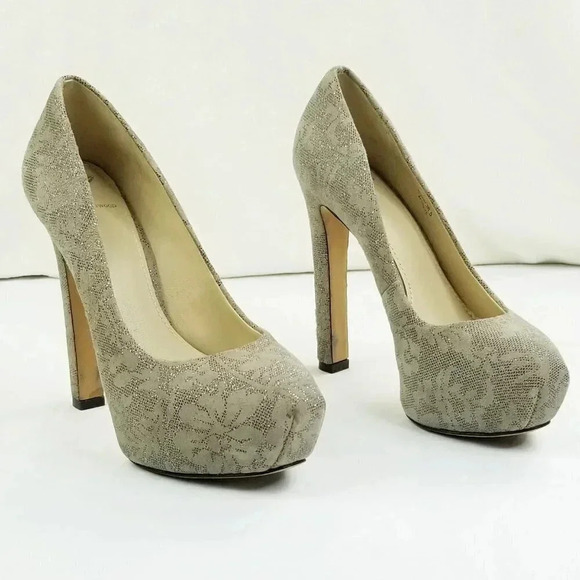 Brian Atwood 6.5 Savita Tan Floral Suede Platform - Picture 5 of 12